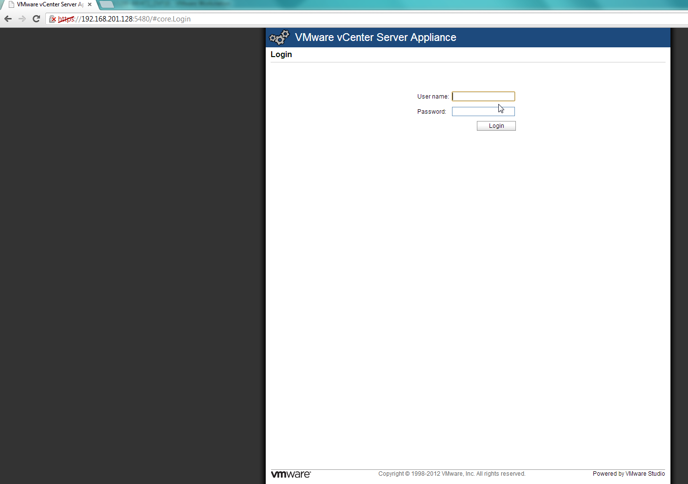 vmware vcenter server appliance default password