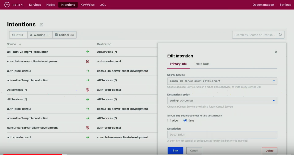Consul Service Graph Intentions